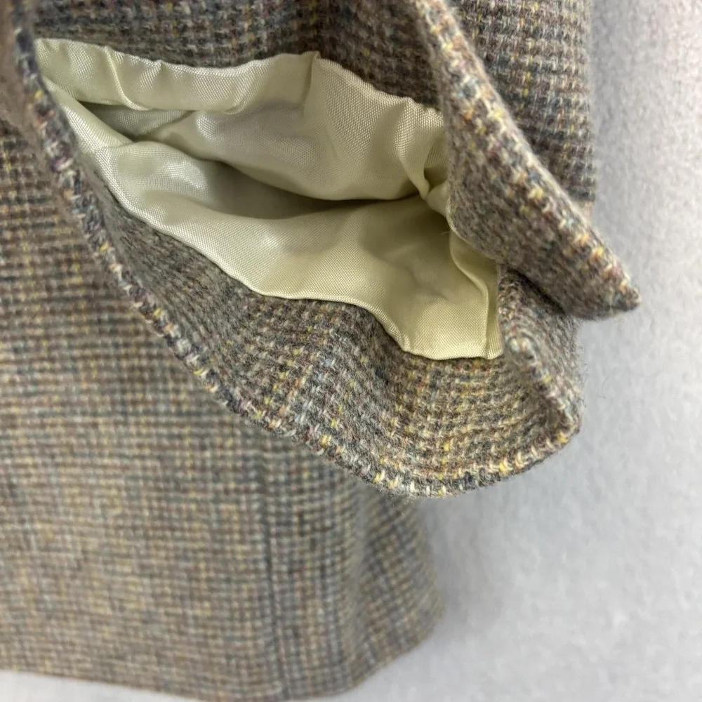 Vintage Basketweave Tweed Sport Coat Blazer Mens 40L Long Gray Pastel Pink Blue
